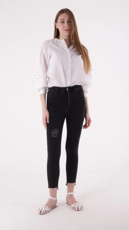 Asimetrik Paça Kot Pantolon 713