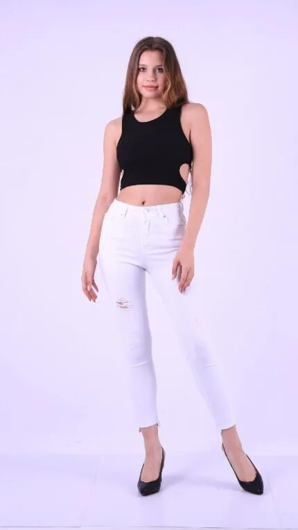 Asimetrik Paça Kot Pantolon 713