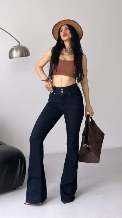 Pensli Geniş Kemerli Kot Pantolon 7151