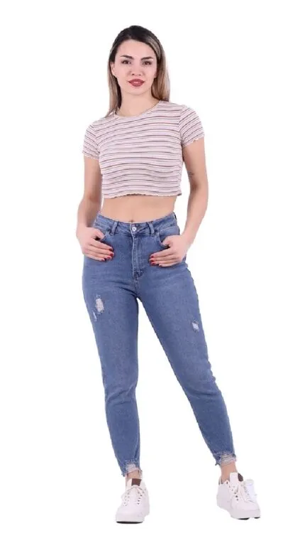Paçası Mom Fit Kot Pantolon 884