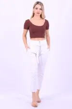 Beli Yüksek Bel Havuç Kemerli Kot Pantolon 736