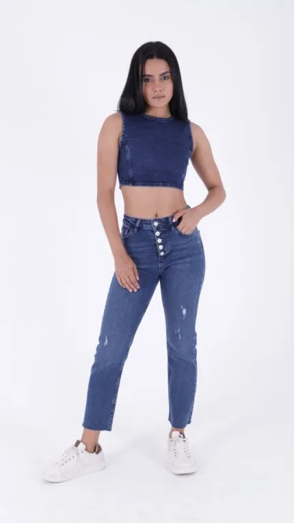 5 Düğmeli Mom Fit Kot Pantolon 745