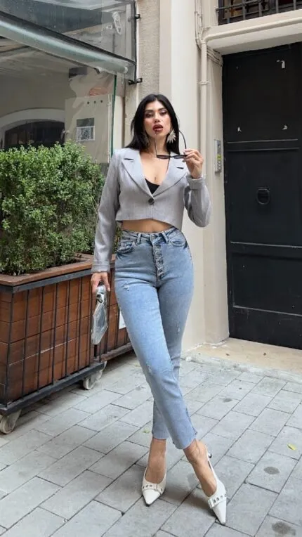 5 Düğmeli Mom Fit Kot Pantolon 745