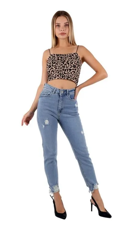 Paçası Mom Fit Kot Pantolon 884