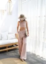 KETEN GİPELİ CROP VE PANTOLON İKİLİ TAKIM