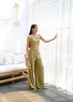 KETEN GİPELİ CROP VE PANTOLON İKİLİ TAKIM