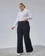BELİ LASTİKLİ GENİŞ PAÇA BÜYÜK BEDEN PANTOLON