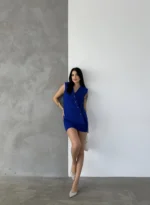 Sax Kaşe Kruvaze Oversize Yelek Etek Takım