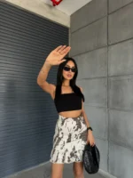 Kahve Gabardin Kumaş Fırfırlı Etek