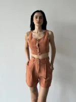 Vizon Keten Şort - Yelek Takım