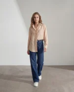 Bej Cepli Oversize Gömlek
