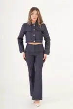 Gold Düğmeli Ceket Pantolon Kot Denim Takım