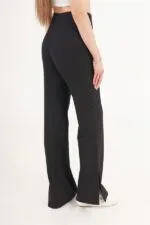 Yırtmaçlı Çan Paça Siyah Toptan Pantolon