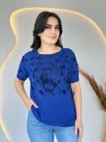 Saks Desenli Merserize triko bluz