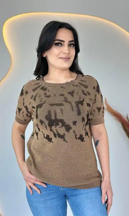 Vizon Desenli Merserize triko bluz