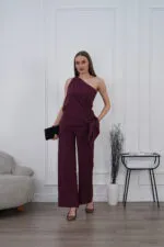 Bordo Modal Şal Detay Takım
