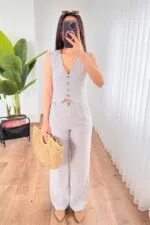 Kırçıllı Desen Gri Toptan Takım
