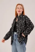 Eskitme Görünümlü Denim Toptan Siyah Gömlek