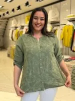 Haki Desenli 100% Pamuk Gömlek