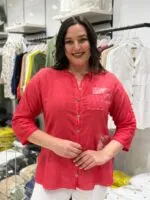 Nar Çiçeği Payet Detaylı 100% Pamuk Gömlek