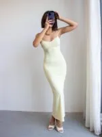 Sarı Askılı Elbise