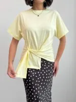 Sarı Bel Bağlamalı T-Shirt