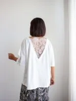 Beyaz Sırt Dantel Detaylı T-Shirt