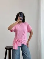 Pembe Bel Bağlamalı T-Shirt