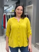 Olive Eteği Desenle 100% Pamuk Gömlek