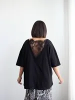 Siyah Sırt Dantel Detaylı T-Shirt