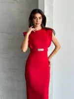 TOKA DETAYLI SADE ŞIK ELBİSE
