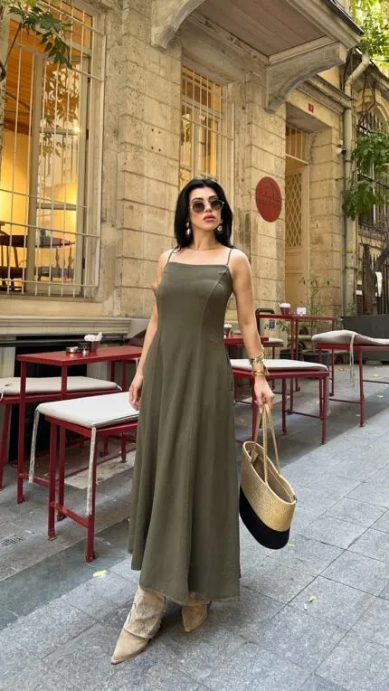 Bağcık Detaylı Volanlı Elbise 3052
