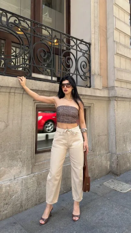 Likrasız Mom Kot Pantolon 7057