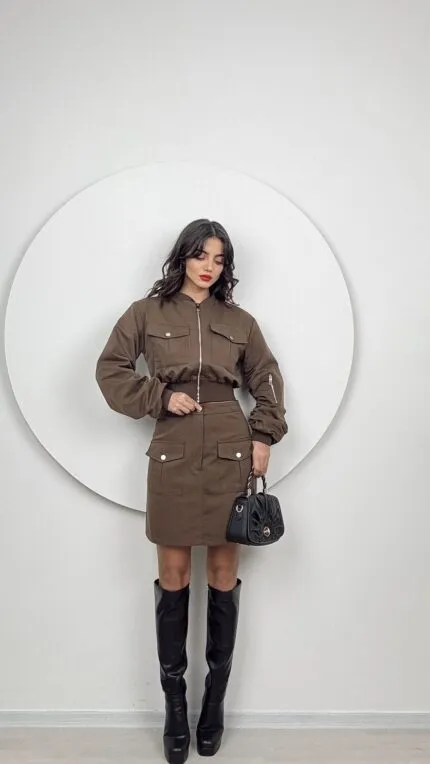 1028 KISA ETEKLİ BOMBER TAKIM - KAHVE