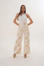 Elite Queen Wide Leg Kadın Pantolon 1312-sarı/1283