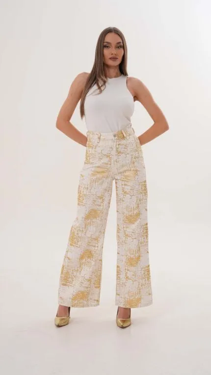 Elite Queen Wide Leg Kadın Pantolon 1312-sarı/1283