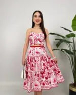 2107 DESENLİ KREP BÜSTİYERLİ İKİLİ TAKIM - SİYAH
