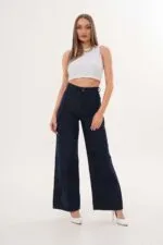 Elite Queen Kadın Wide Leg Pantolon 1312-blue flog/2155