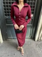3054 ELBİSE - BORDO