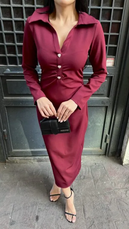 3054 ELBİSE - BORDO