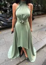 3068 SATEN ELBİSE - YEŞİL