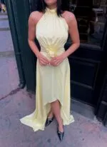 3068 SATEN ELBİSE - SARI
