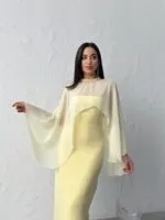 3071 TÜL ELBİSE - KAHVE