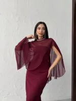 3071 TÜL ELBİSE - BORDO