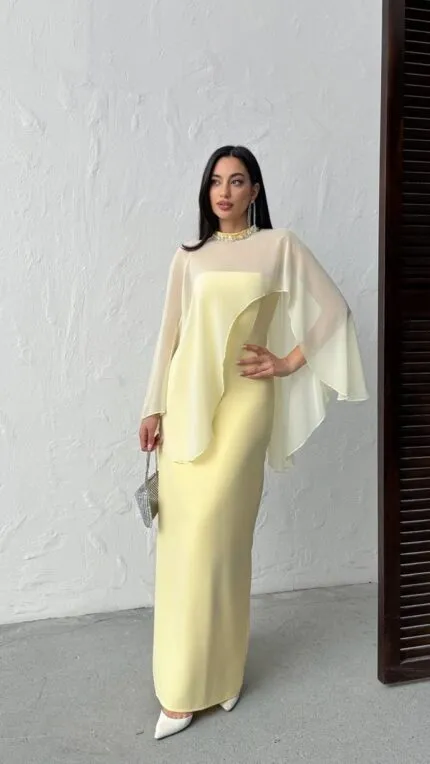 3071 TÜL ELBİSE - SARI
