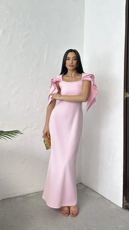 3077 ELBİSE - PEMBE