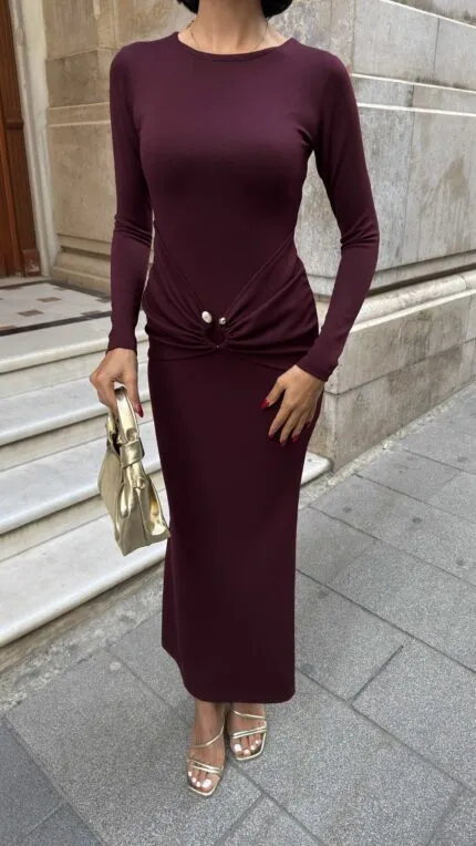 3083 ELBİSE - BORDO