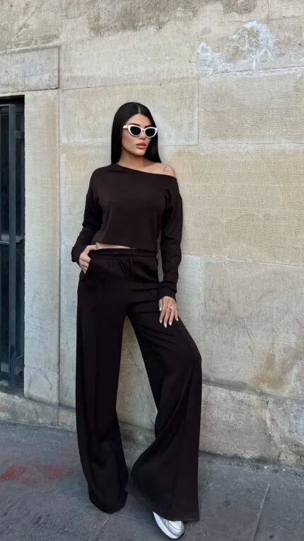 3086 PANTALONLU TAKIM - KAHVE