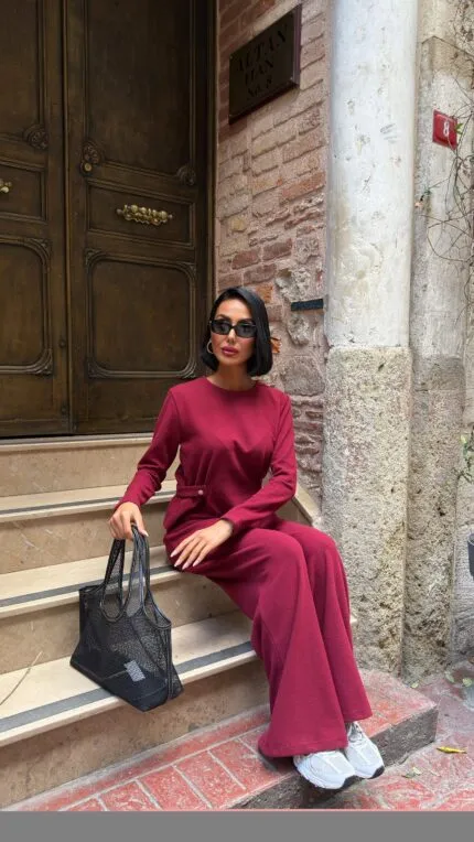 3107 DÜĞMELİ TAKIM - BORDO