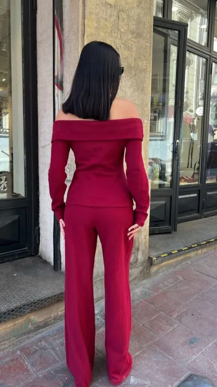 3110 PANTALONLU TRİKO TAKIM - BORDO